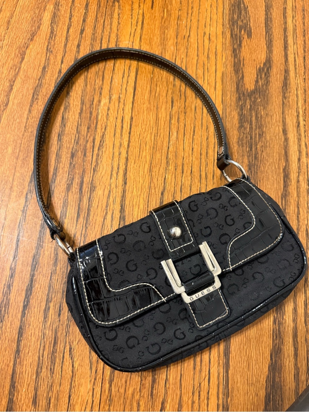 True vintage y2k early 2000s Deadstock Croc-Trim Shoulder Bag